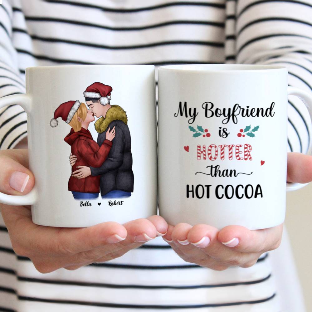 Personalized Mug - Christmas Couple - Ver 1.2 - My boyfriend is hotter than hot cocoa