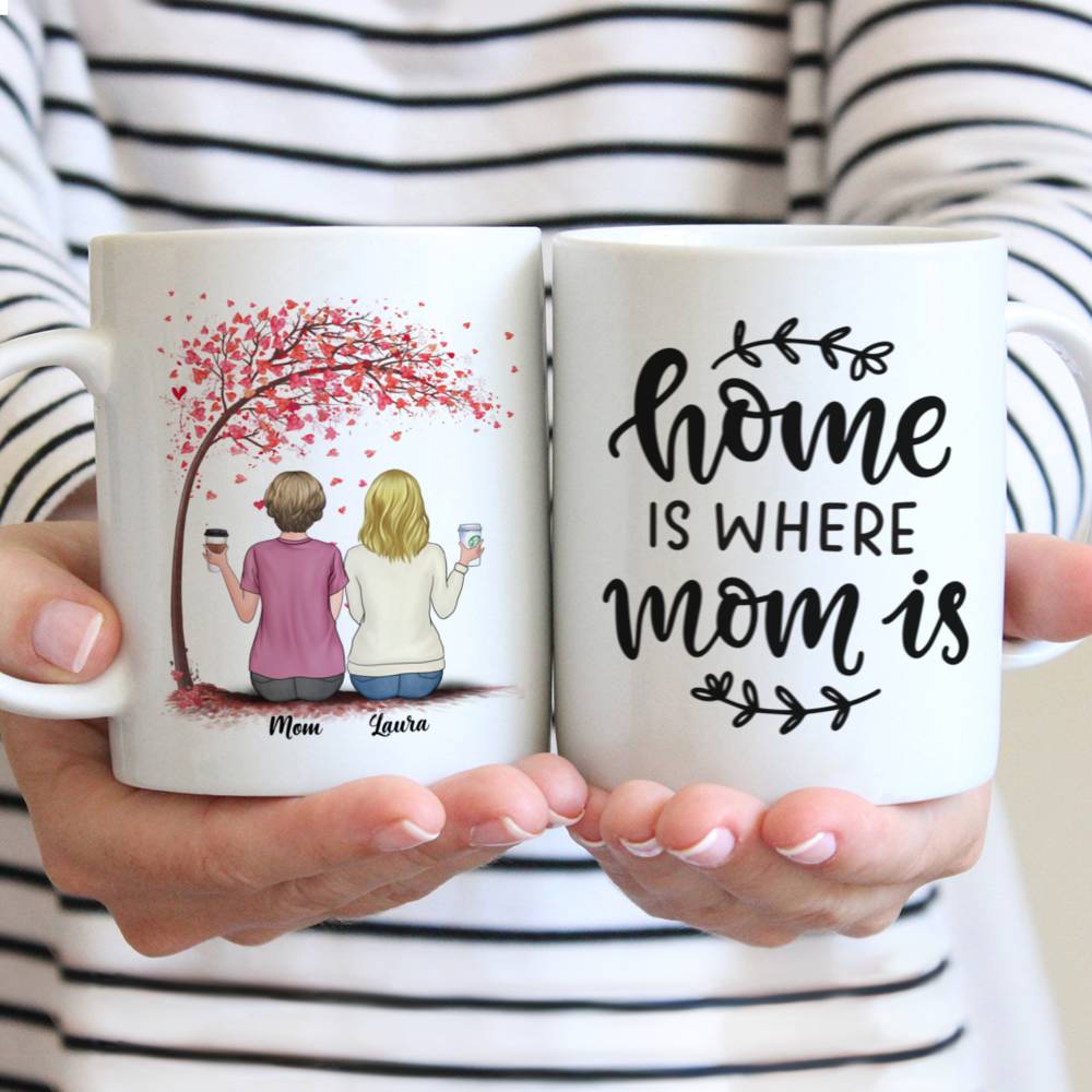 Personalized Mug - Mother & Daughters - Home Is Where Mom Is (Ver 2) (3605)