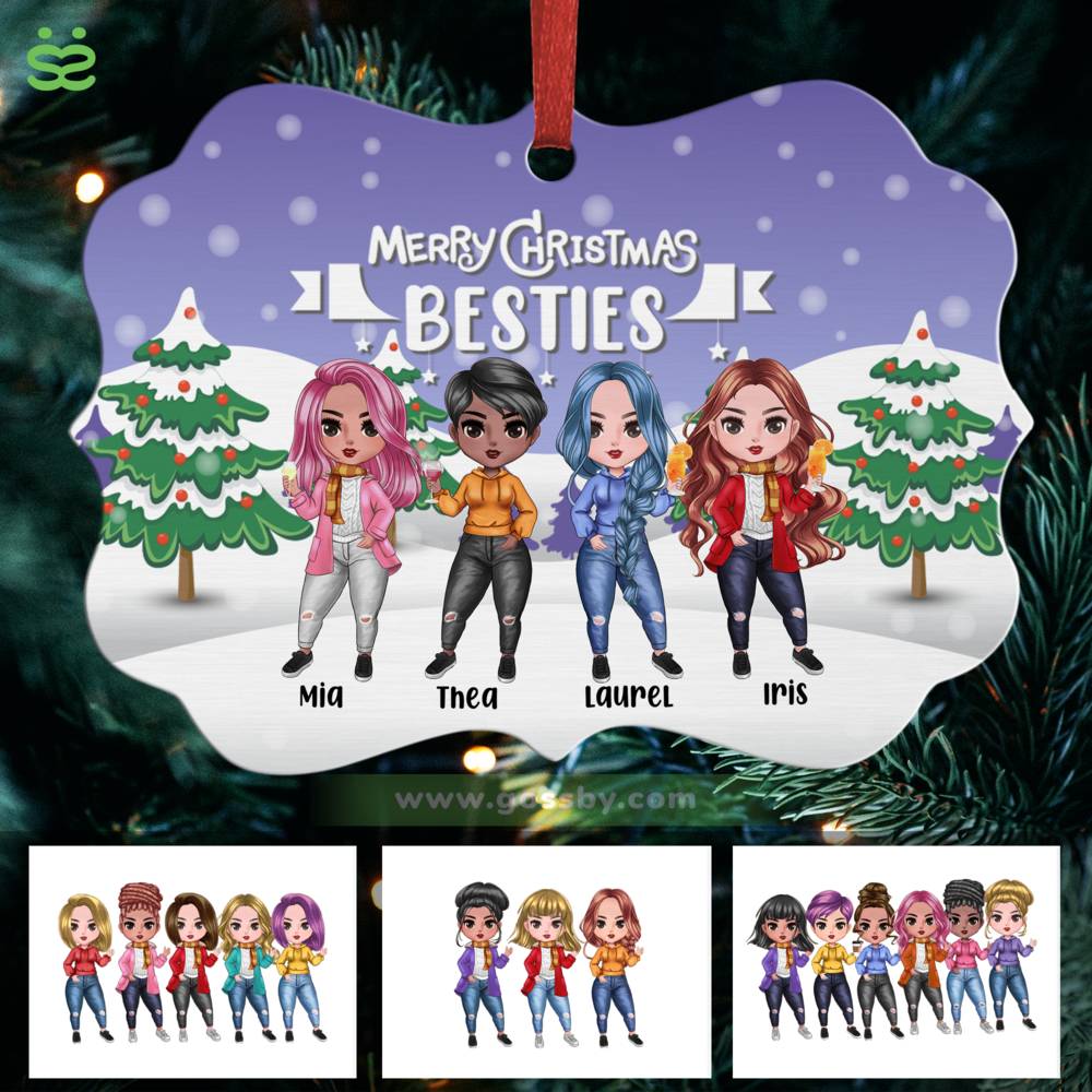 Personalized Ornament - Chibi Friends - Merry Christmas Besties