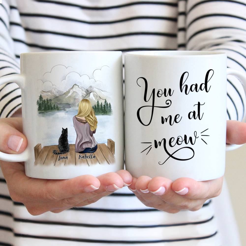Personalized Mug - Girl and Cats - You Had Me At Meow v2