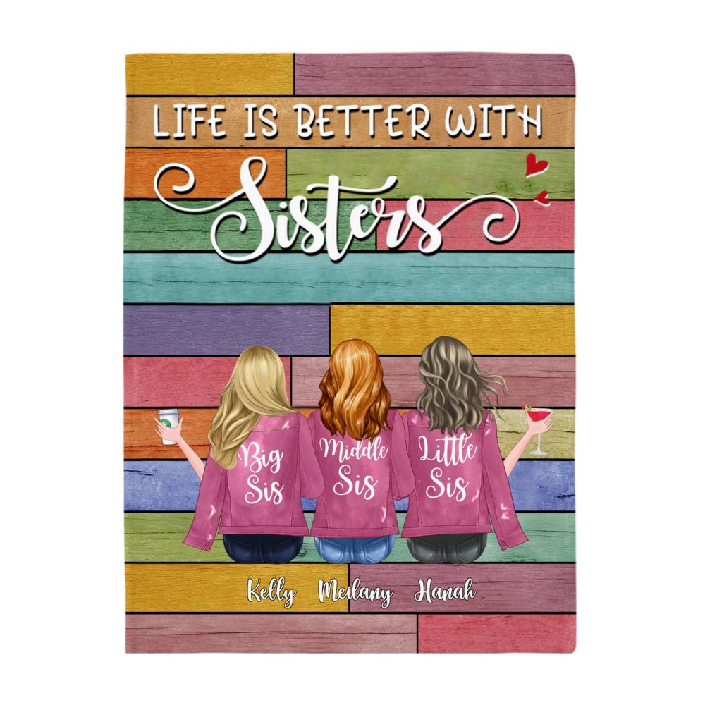 Personalized Blanket Up to 7 Sisters Life is better with Sisters
