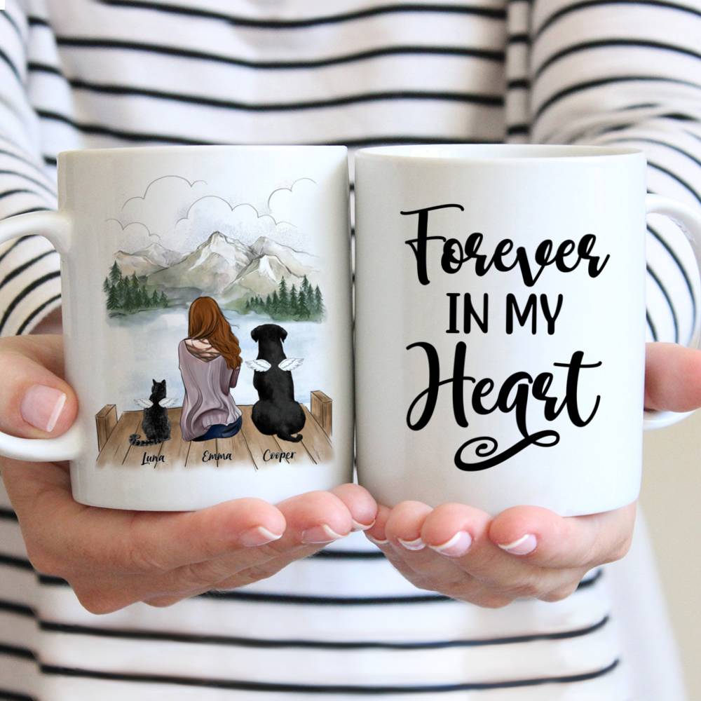 Personalized Mug - Girl and Dogs and Cats - Forever In My Heart