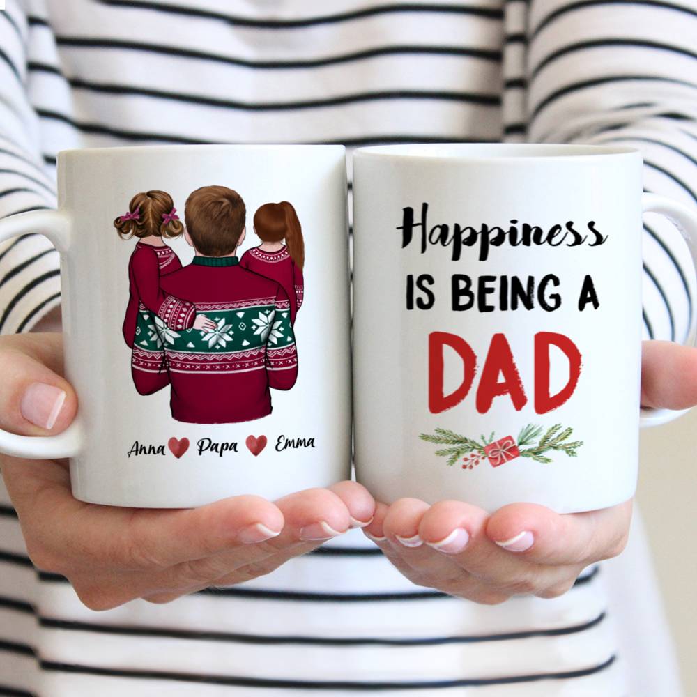 Personalized Mug - Father & Kids - Happiness Is being a Dad