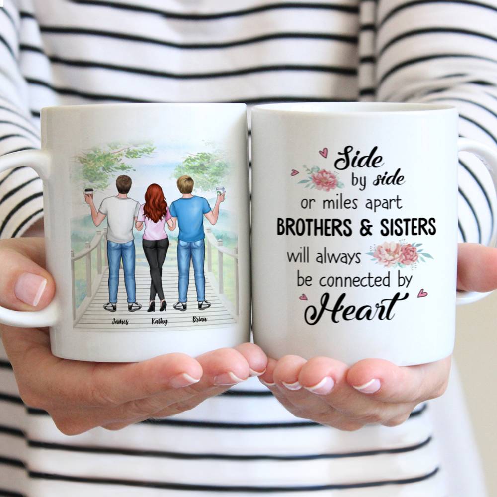 Personalized Mug - Brothers & Sisters will  Always be Connected by Heart