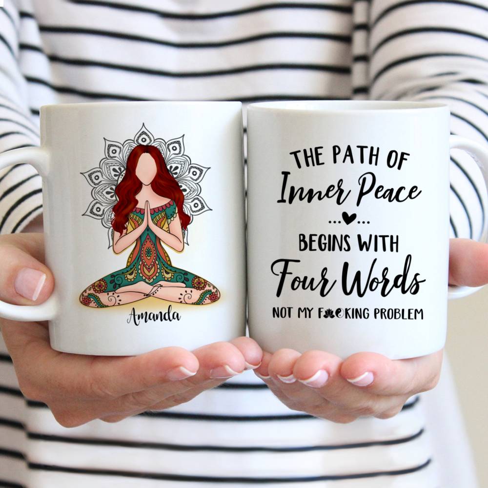 Personalized Mug - Yoga Mug - The Path Of Inner Peace Begins With Four Words