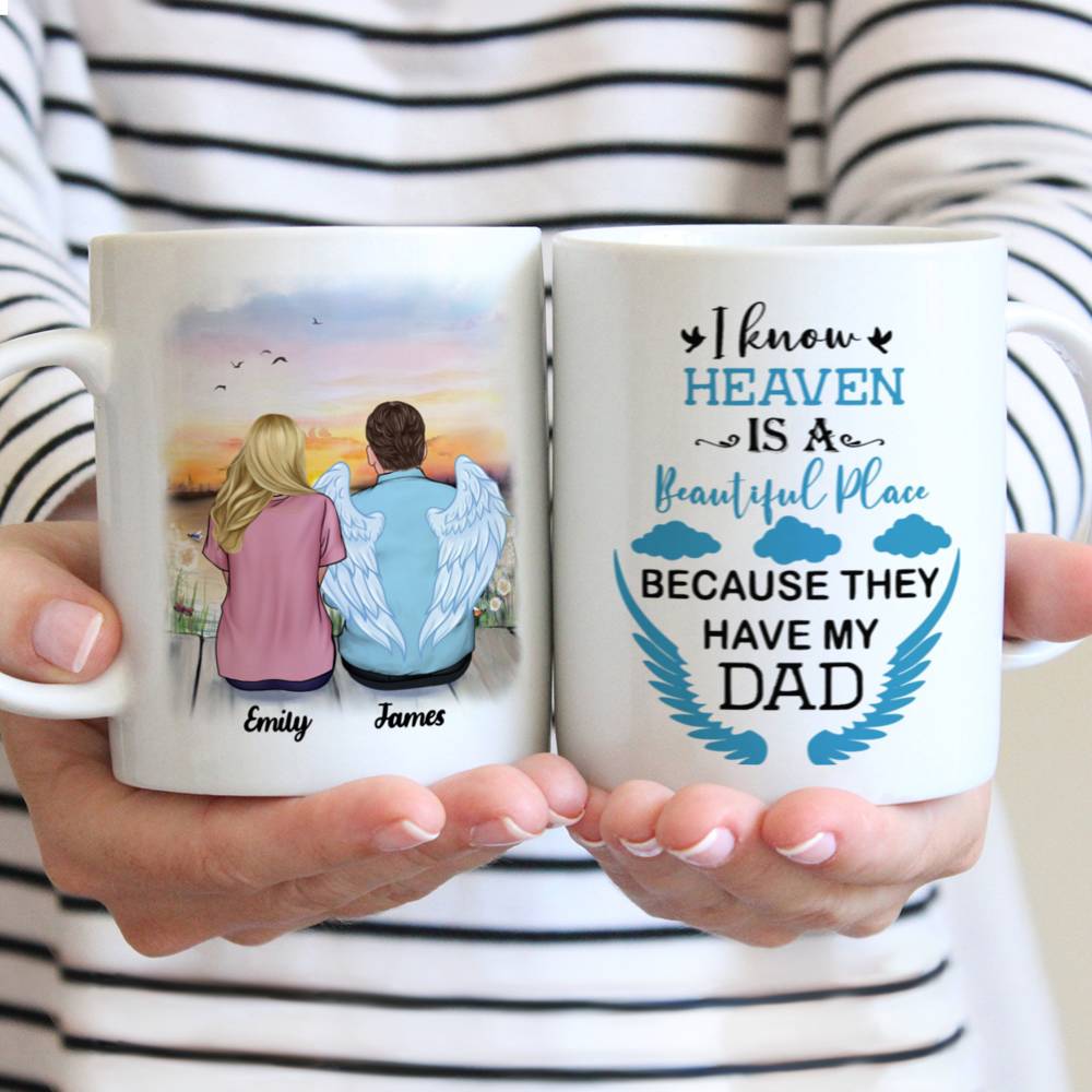 Personalized Mug - Memorial Mug - Sunset v2 - I know heaven is beautiful place because they have my dad