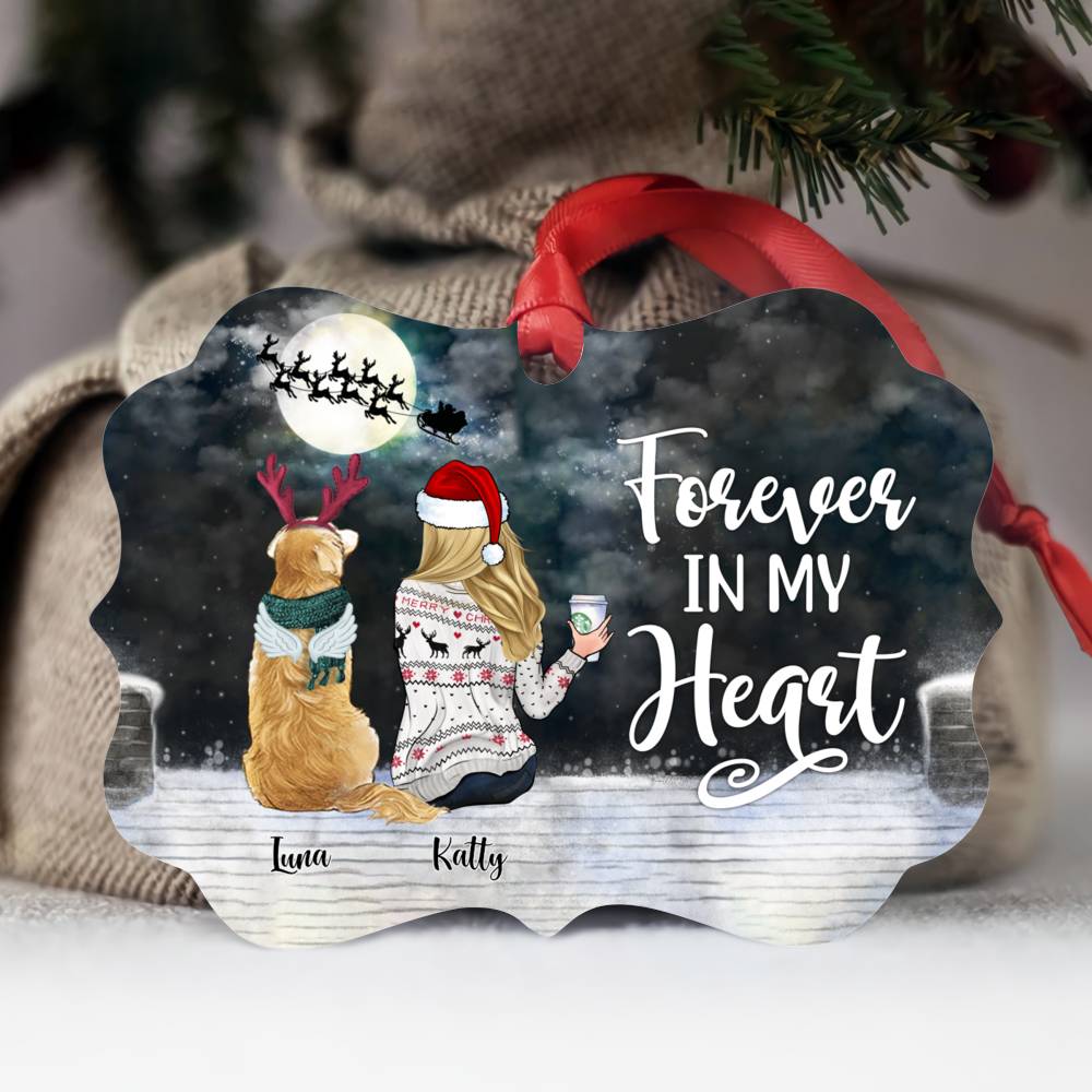 Personalized Ornament - Girl and Dogs - Forever in my heart (5946)