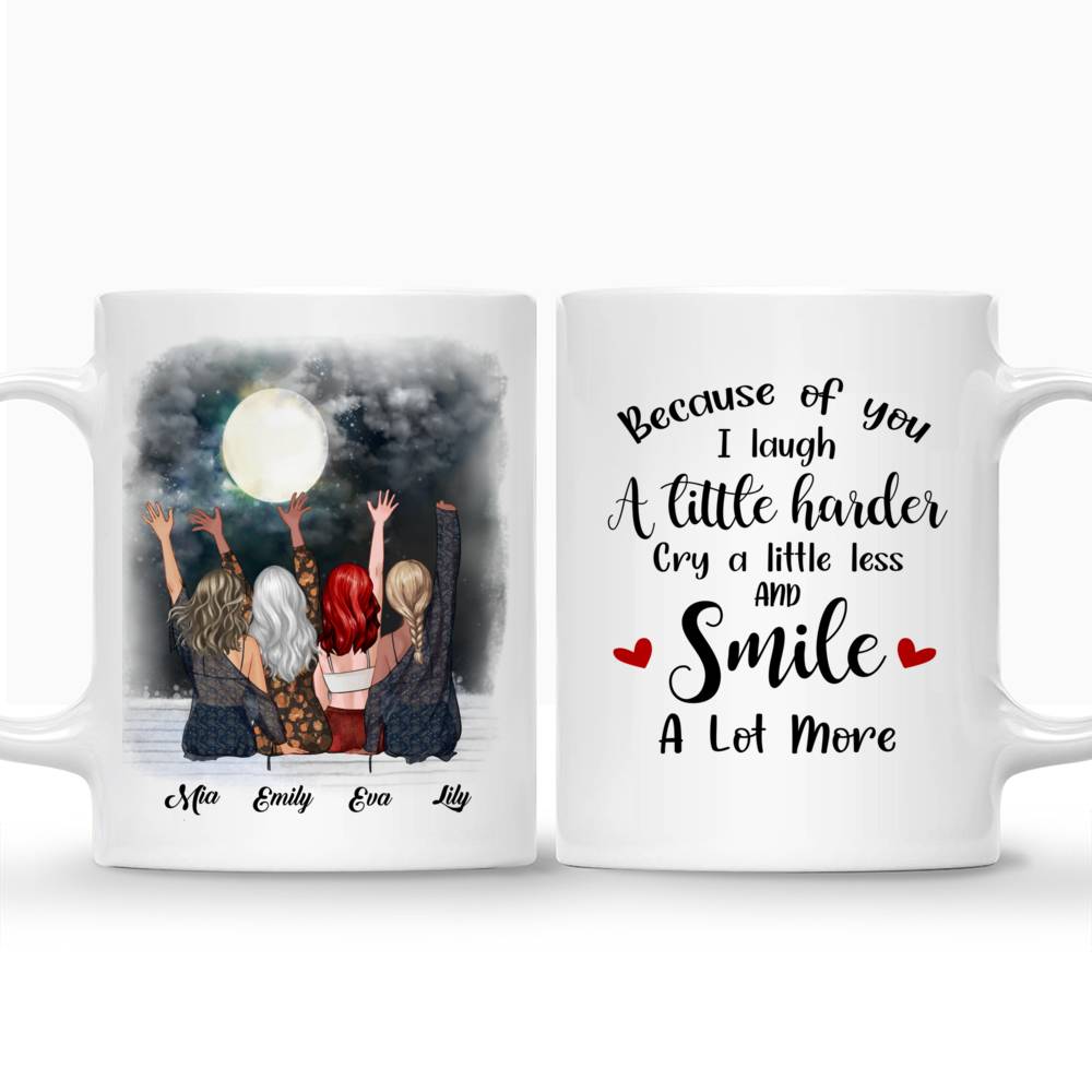 Personalized Mug - Best friends - Because of you, I laugh a little harder, cry a little less and smile a lot more (Night)_3