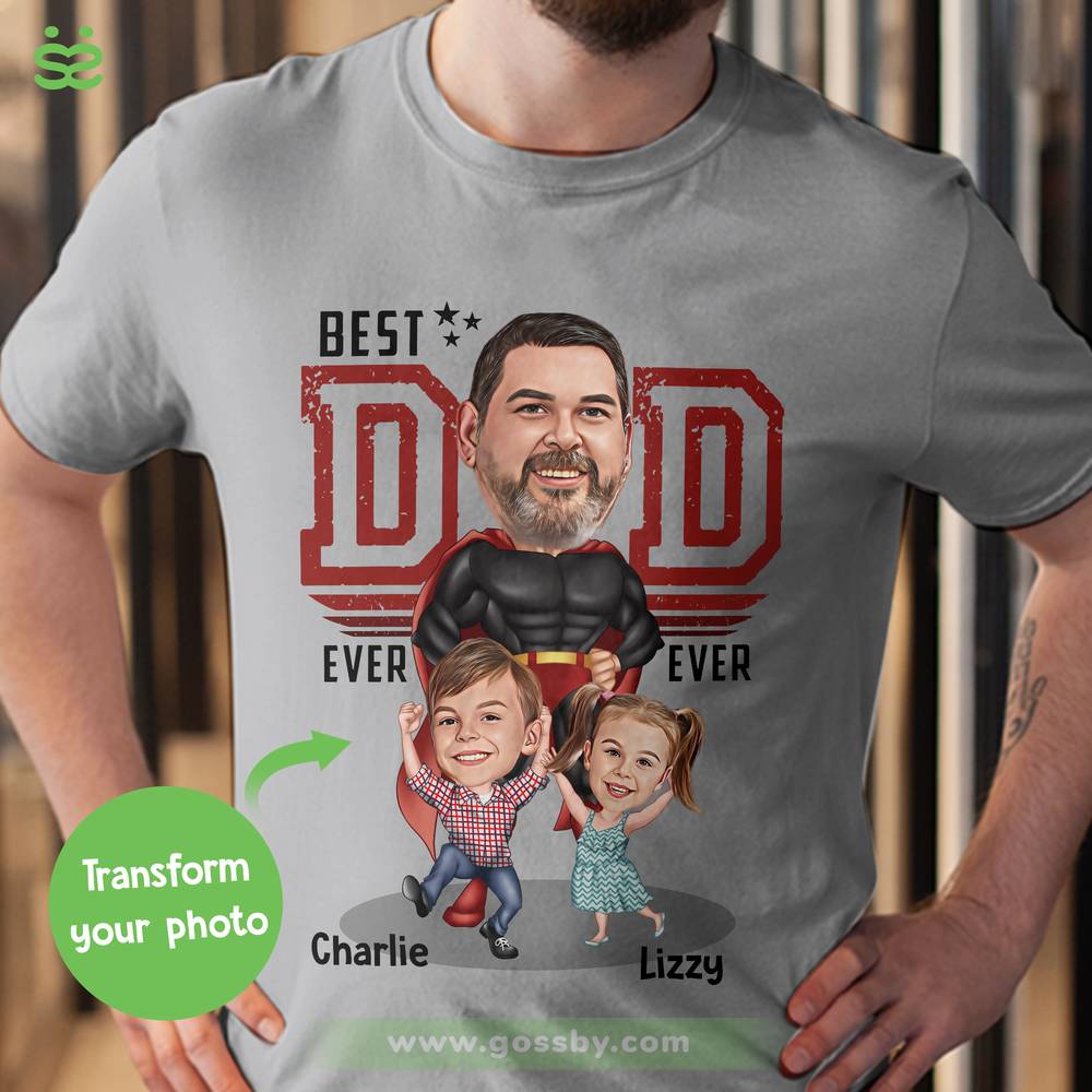 My dad is a Super Hero - Father's Day Gift - Custom Tranfrom Photo T-Shirt (G)_1