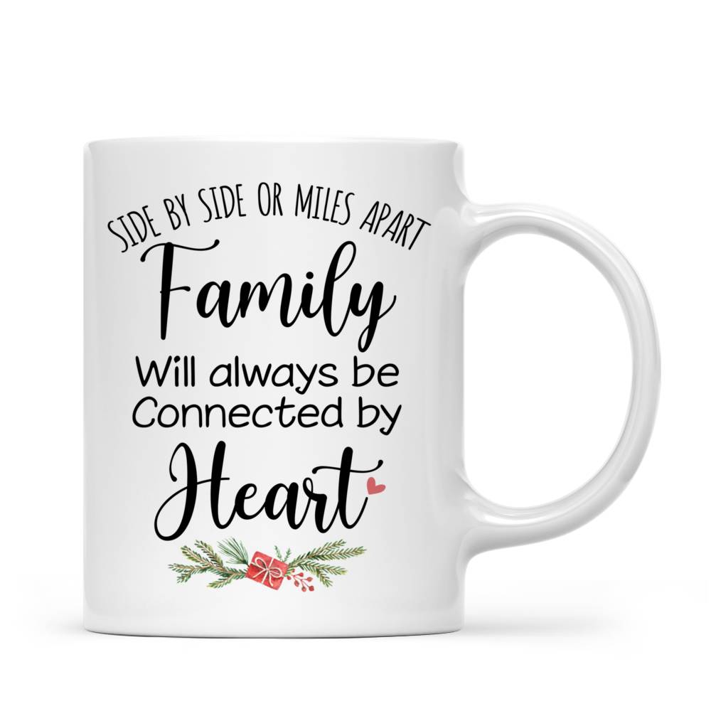 Personalized Mug - Family Mug - Side by side or miles apart, Family will always be connected by heart (7869)_2