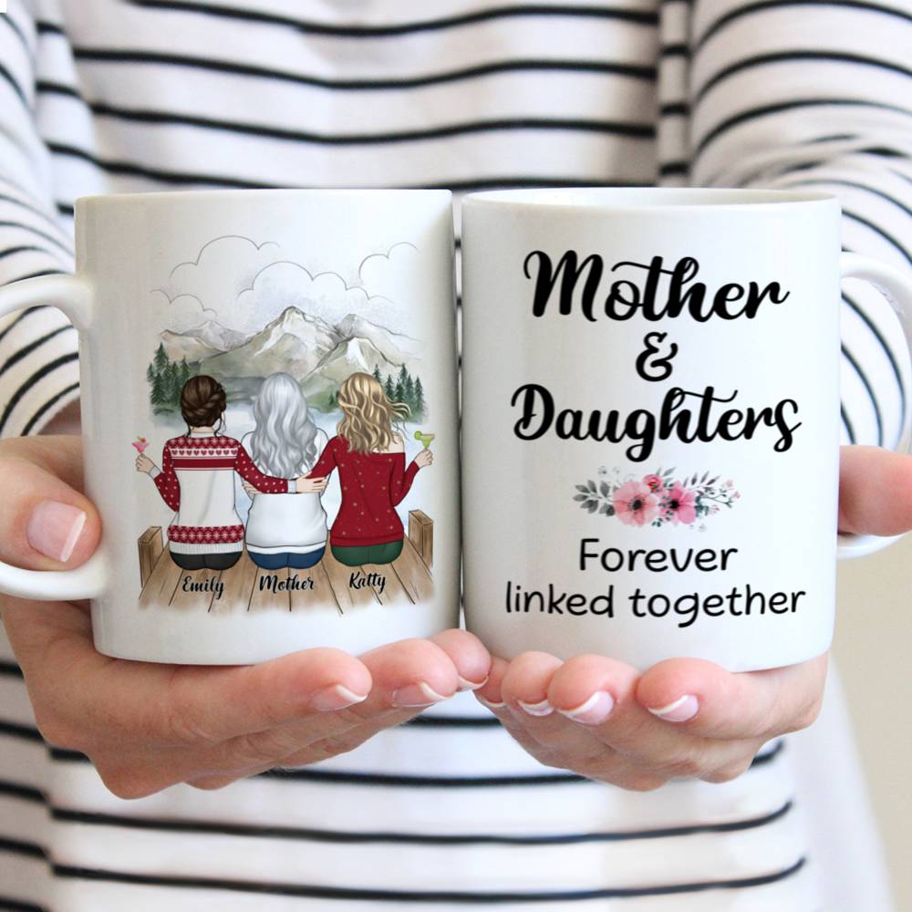 Personalized Mug - Mother and Daughter - Mother & Daughters forever linked together (3215)