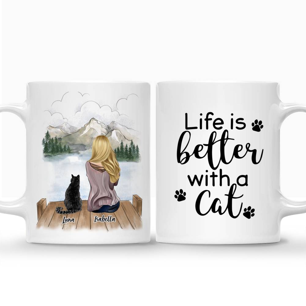 Personalized Girls & Cat Mug - Life Is Better With Cats | Gossby_3