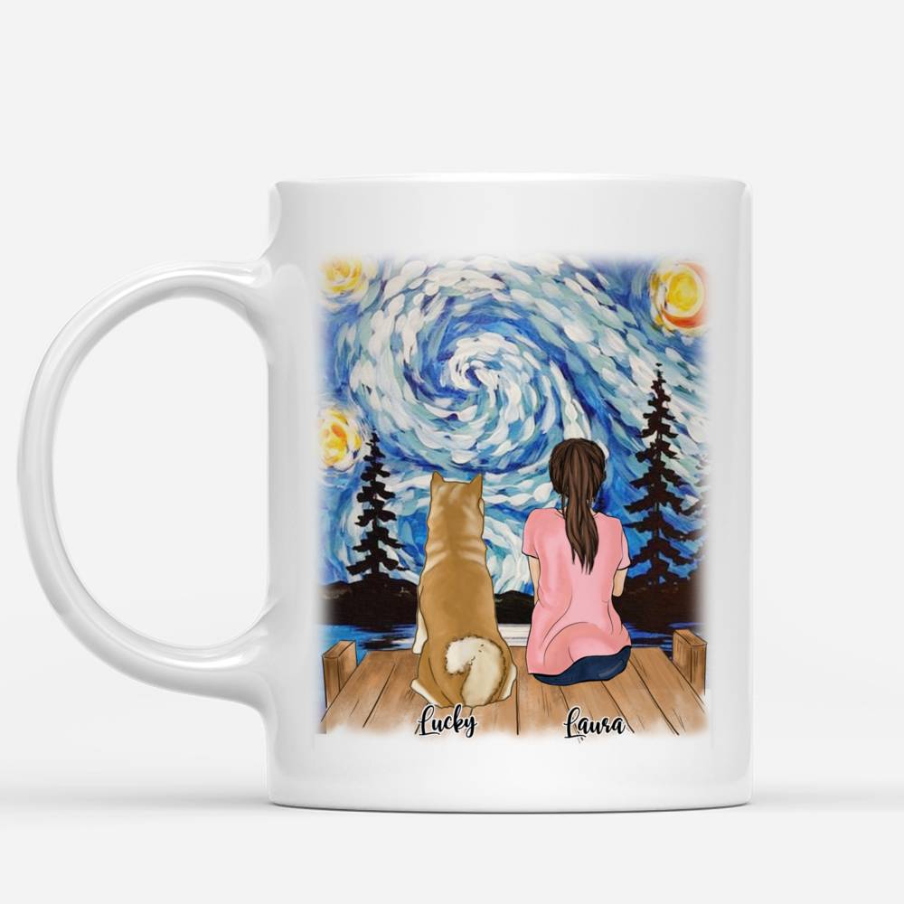 Personalized Mug - Girl and Dogs - Life Is Better With Dogs Starry Night_1