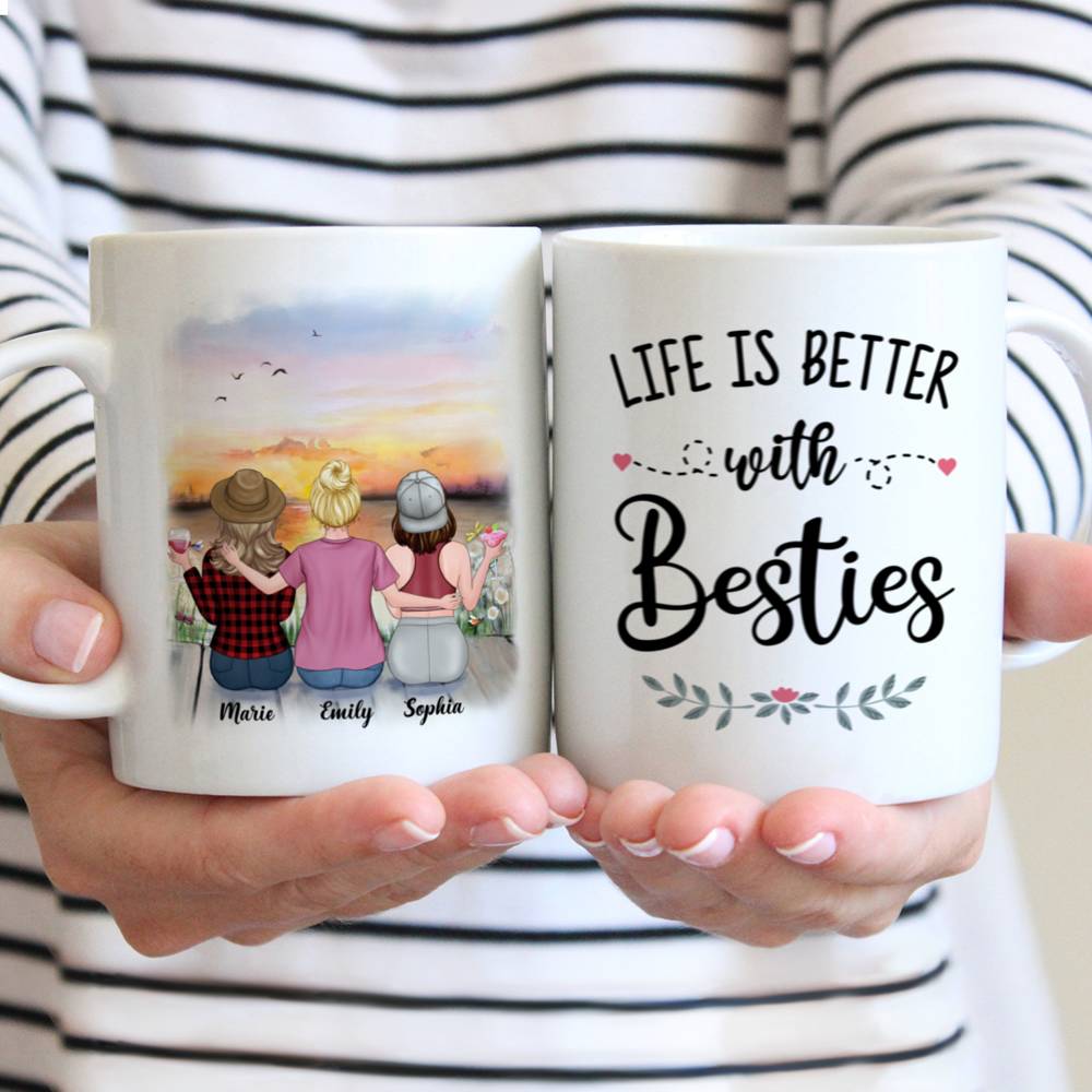 Personalized Mug - Up to 5 Girls - Besties Mug Sunset - Life Is Better With Besties