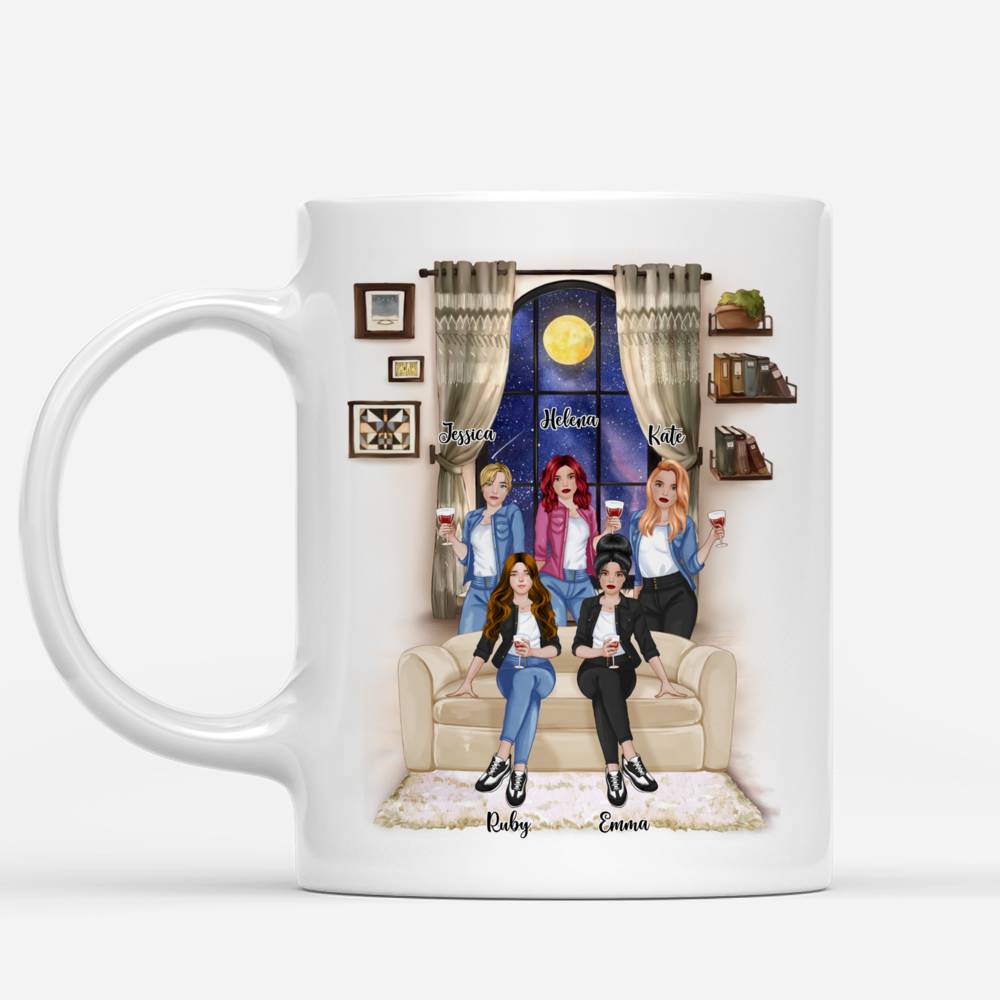Personalized Mug - Up to 5 Girls - Not Sisters By Blood But Sisters By Heart - Front (BG2)_1