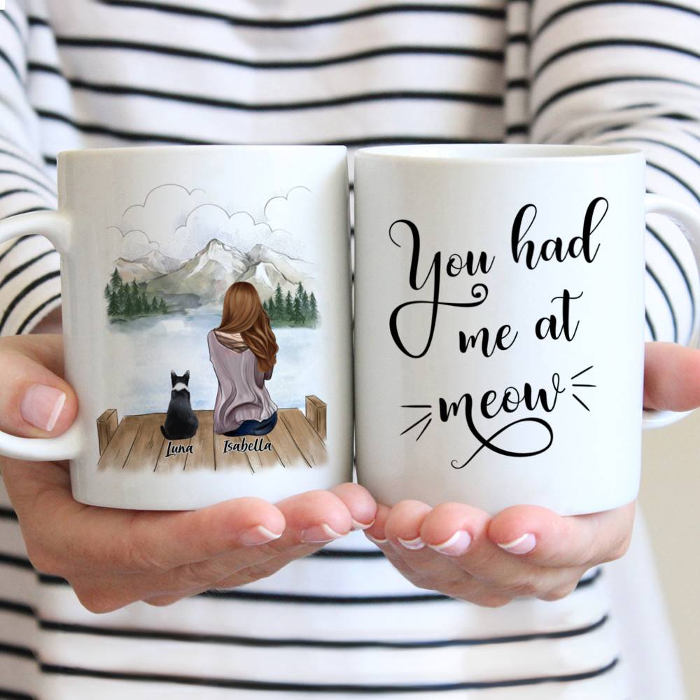 Personalized Mug - Girl and Cats - You had me at meow.