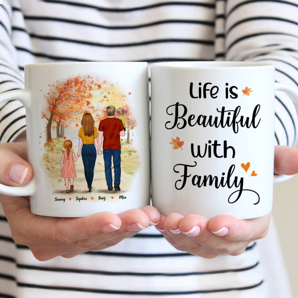 Personalized Mug - Life Is Beautiful With Family (Autumn Family)