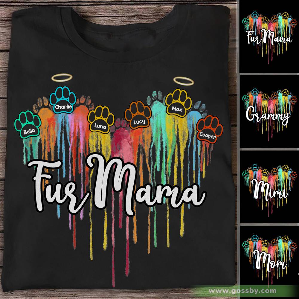Personalized Shirt - Dog Lovers - Melting Colorful Heart - Fur mama