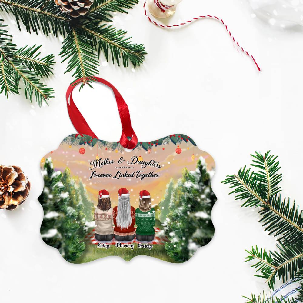 Personalized Ornament - Family Tree Farm - Mother and DAUGHTERS forever linked together_2