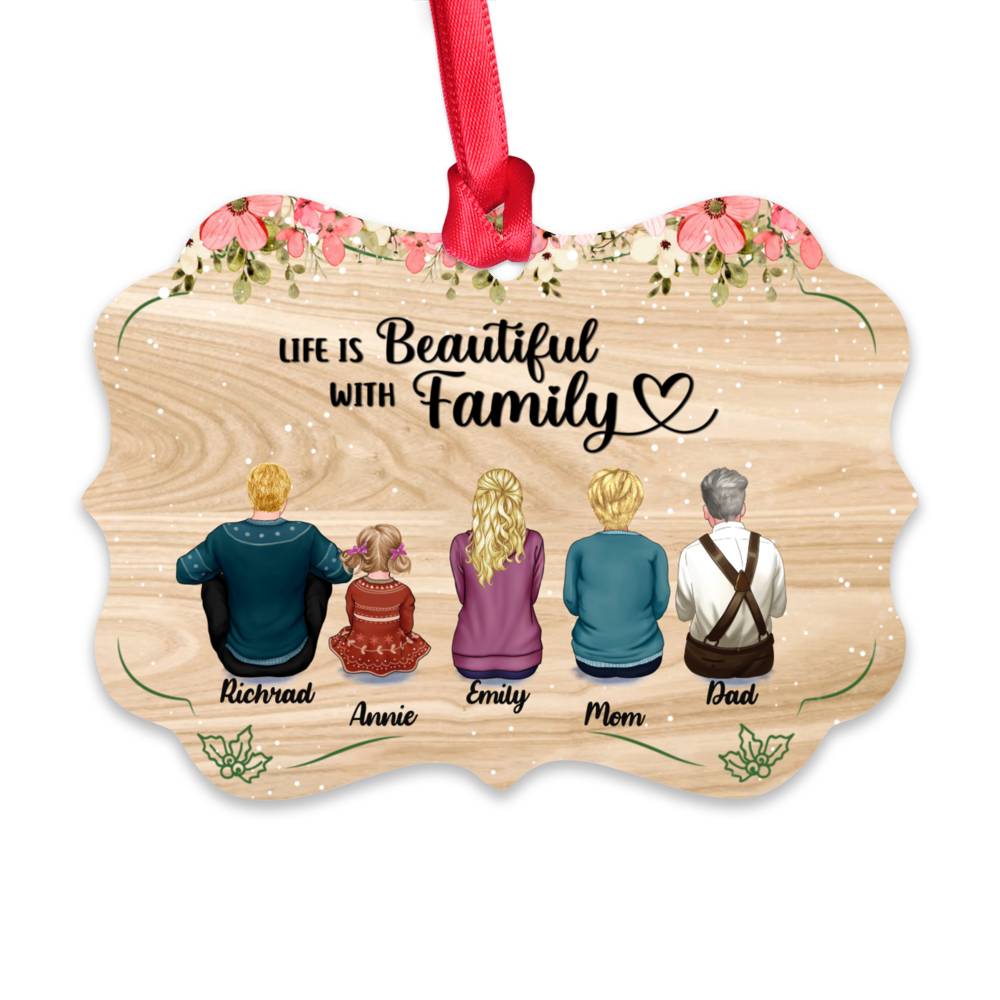 Personalized Ornament - Merry Christmas Family - Up to 9 People - Life Is Beautiful With Family (LG)_1