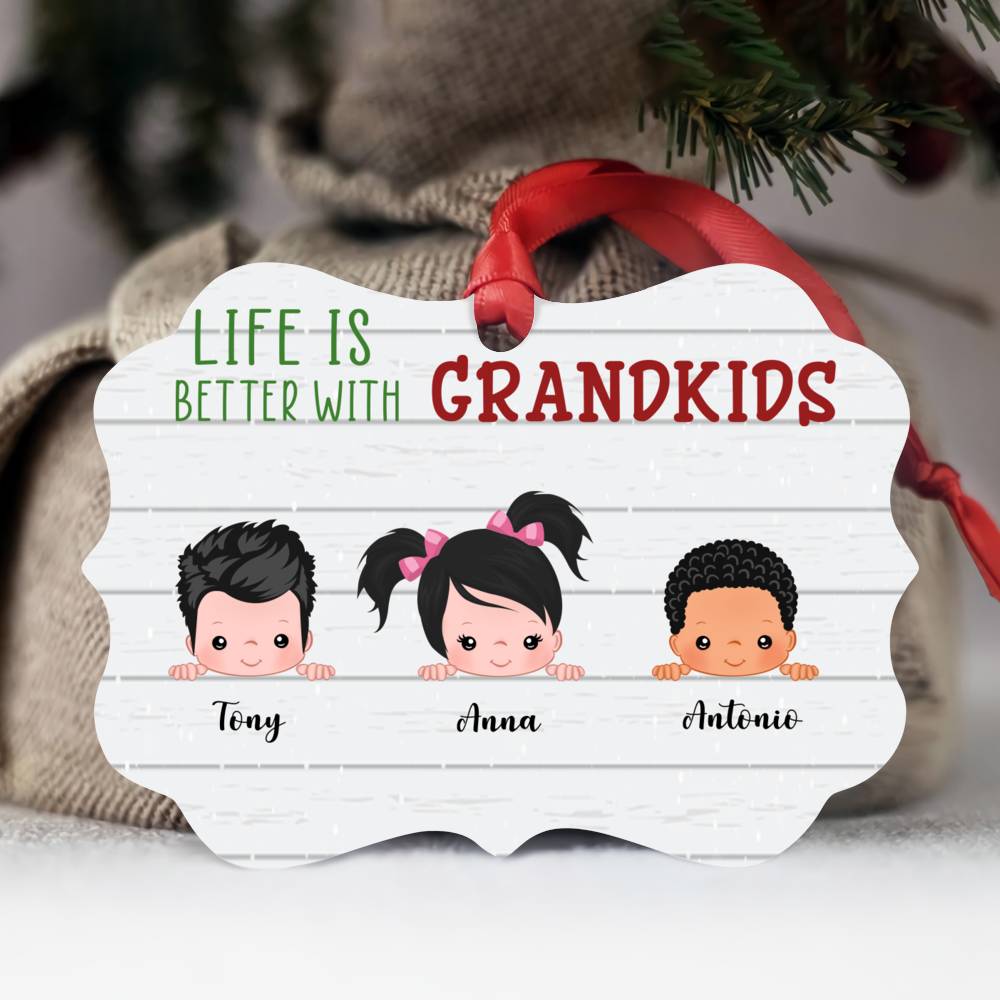 Personalized Ornament - Up to 9 Kids - Life Is Better With GrandKids_1