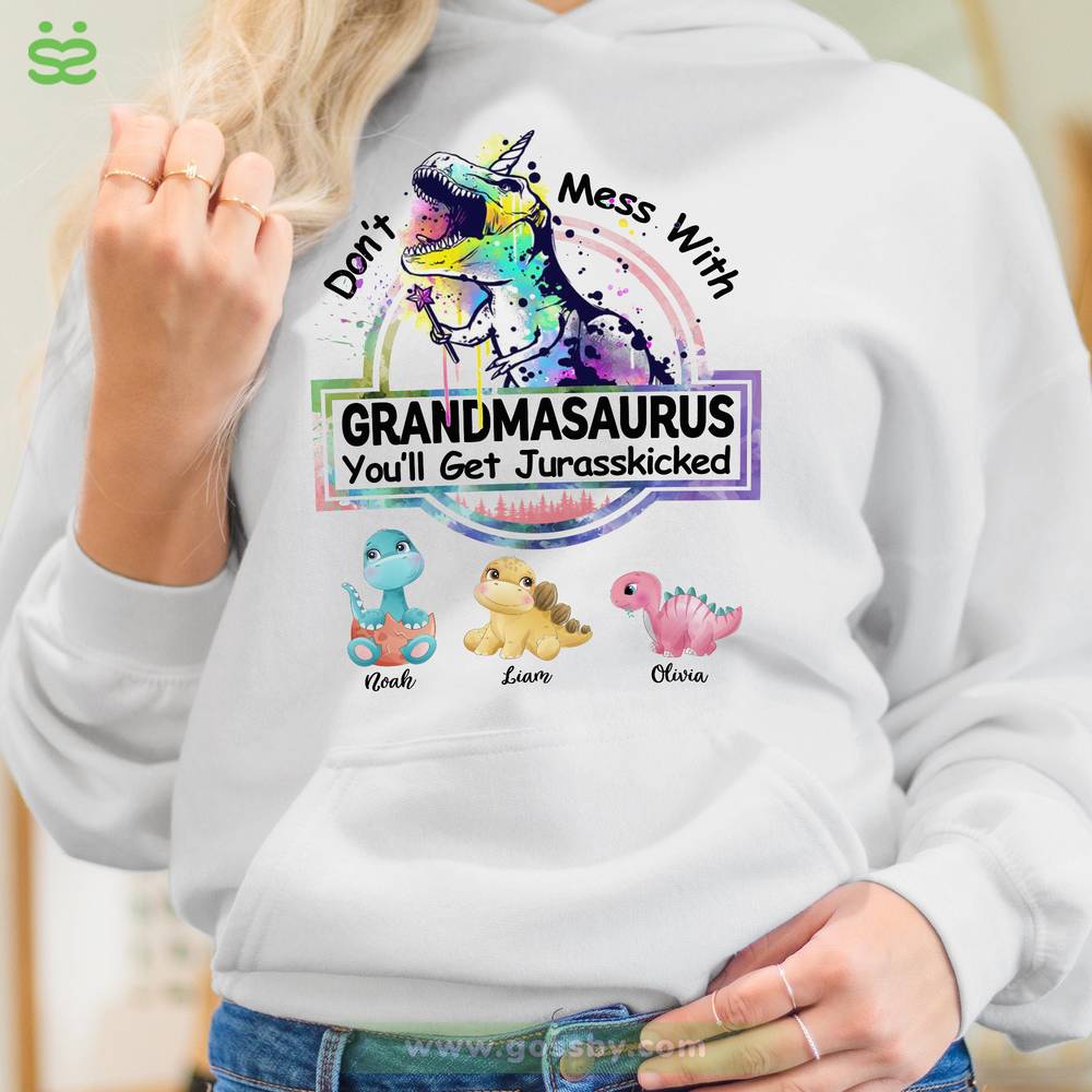 Don't Mess with GRANDMASAURUS Hoodie - Personalized Grandma Gift_1