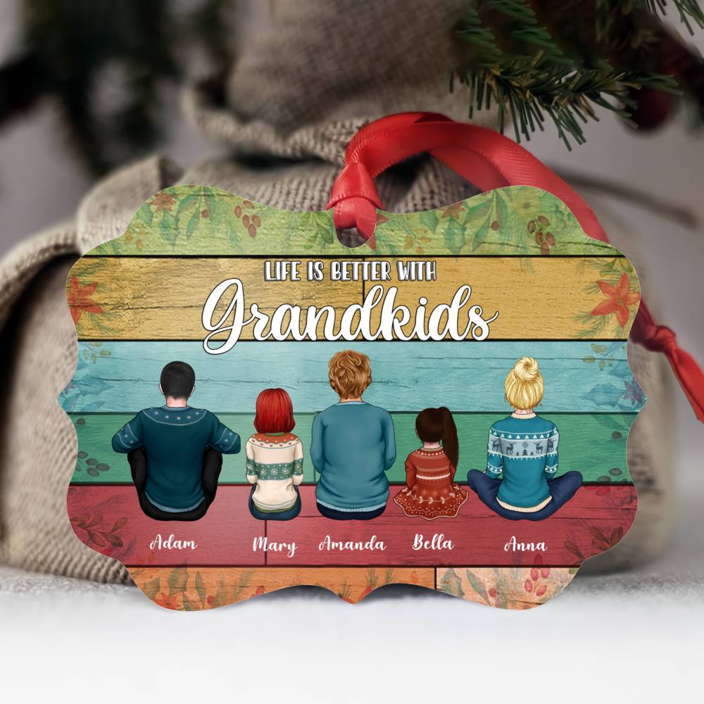 Personalized Ornament - Grandma & Grandchildren - Life Is Better With GrandKids Ornament Xmas