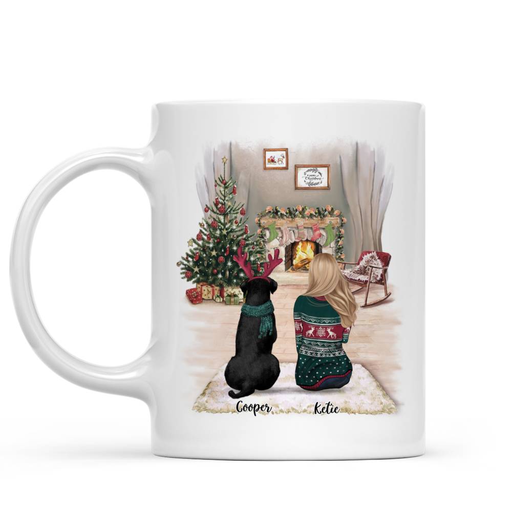 Personalized Mug - Girl and Dogs Christmas - Fur Mama_1