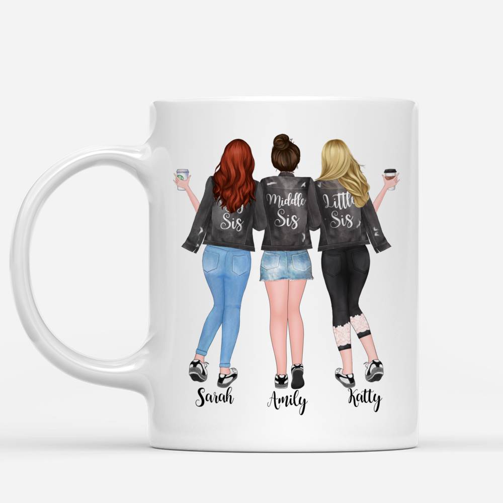 Personalized Mug - Up to 5 Sisters - Im pretty sure we are more than sisters. We are like a really small gang (Grey)_1