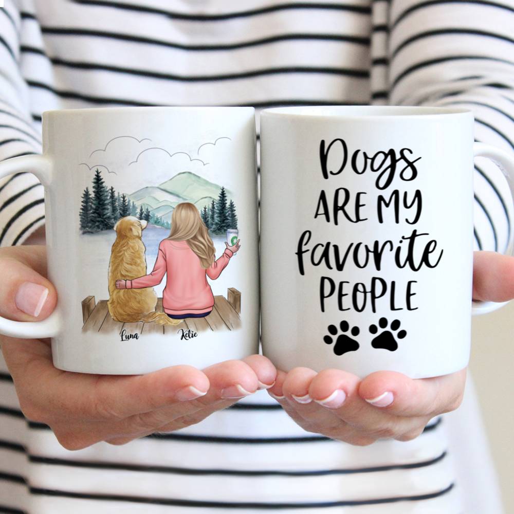 Personalized Mug - Girl and Dogs - Dogs Are My Favorite People.