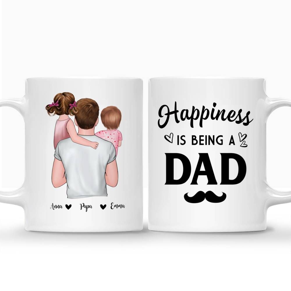 Father & 2 Daughters Customized Mug - Happiness Is Being A Dad_3