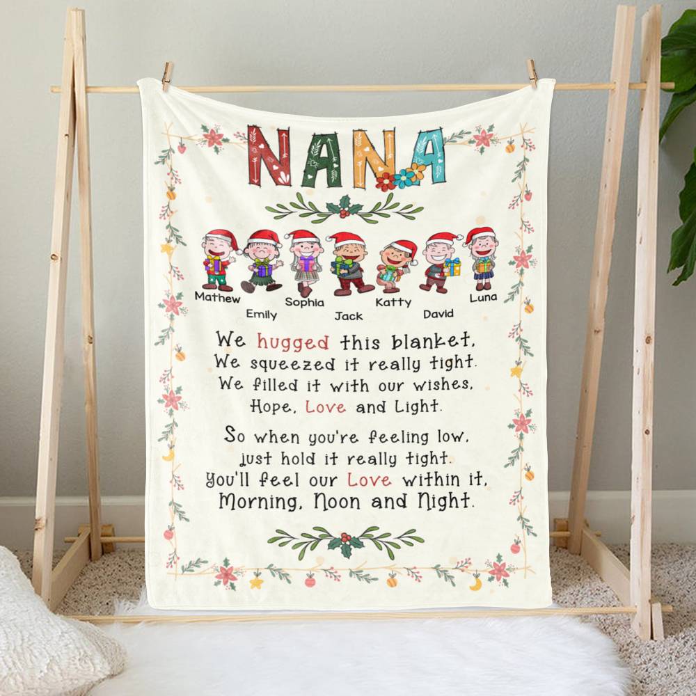 Personalized Christmas Blanket - NANA, We Hugged This Blanket_2