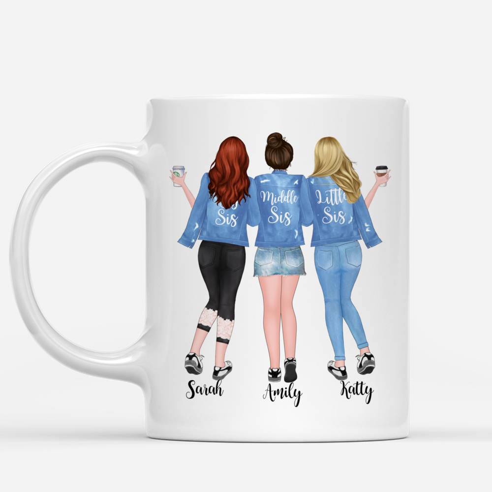 Personalized Mug - Up to 5 Girls - Sisters forever, never apart. Maybe in distance but never at heart - Blue_1