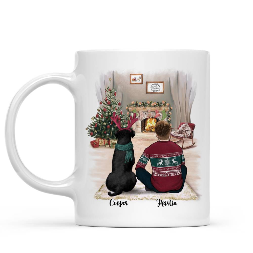 Personalized Mug - Man and Dogs Christmas - Dear dad, thanks for all the belly rubs and for picking up my poop_1