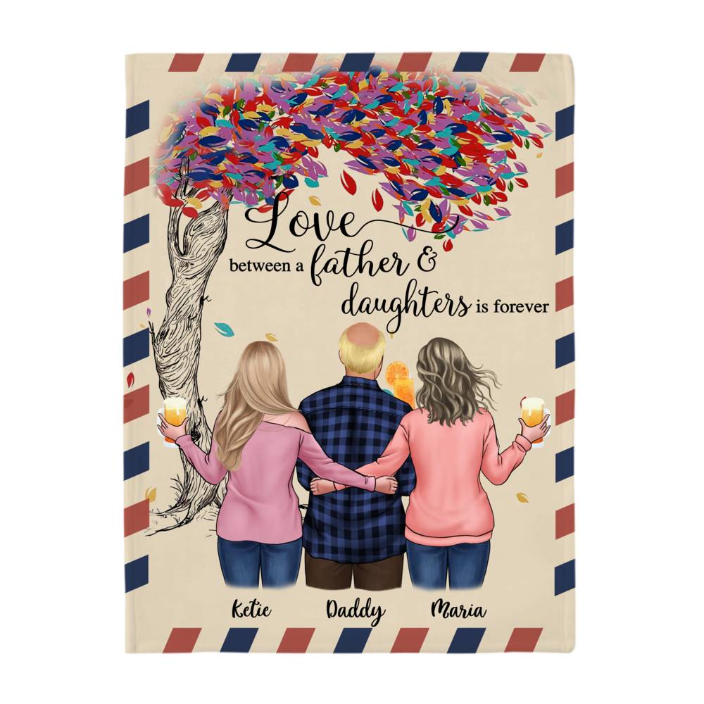 Family - Love between a Father and Daughters is forever | Personalized Blankets_3