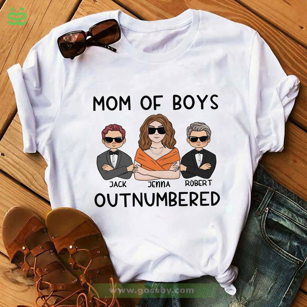 Personalized Shirt - Family - Mom & Son - Mom of boys outnumbered (6450)_2