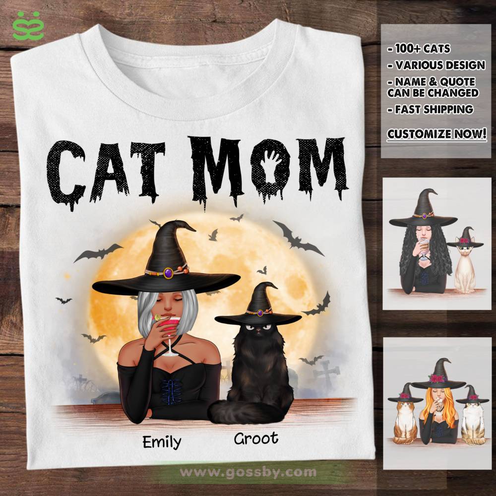Personalized Shirt - Witch and Cats - Cat Mom_2