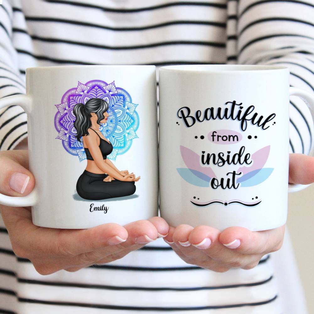 Personalized Mug - Yoga Girl - Beautiful from inside out (ver 3)