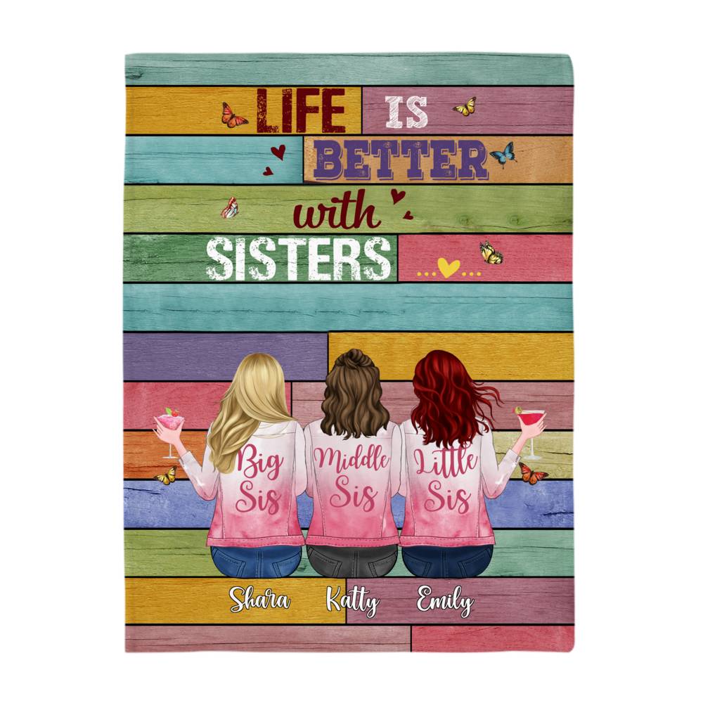 Personalized Blanket - Up to 6 Sisters - Life Is Better With Sisters (6836)_3