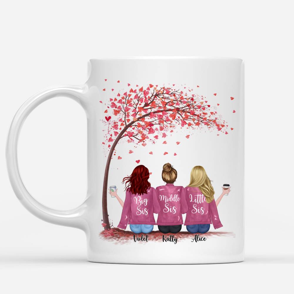 Personalized Mug - Up to 5 Sisters - Sisters forever, never apart. Maybe in distance but never at heart (Love Tree) (New Version)_1