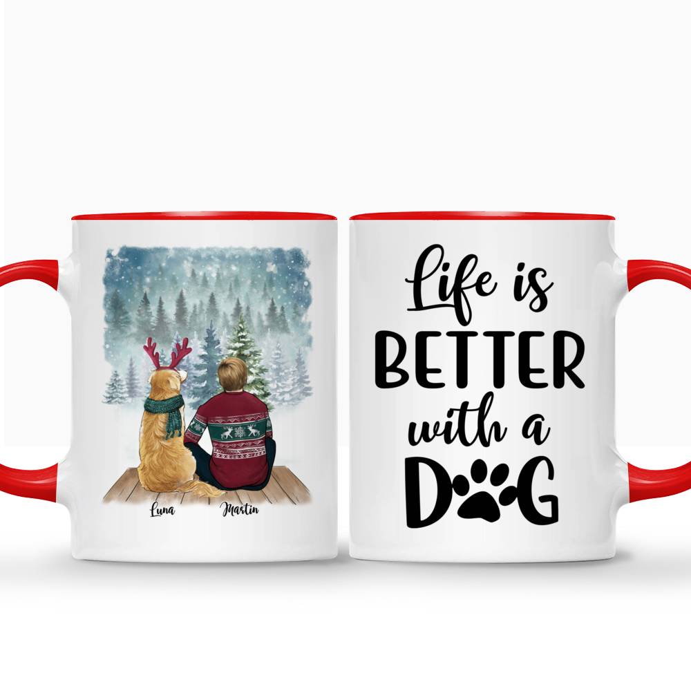 Personalized Man & Dog Christmas Mug - Life Is Better With A Dog_3