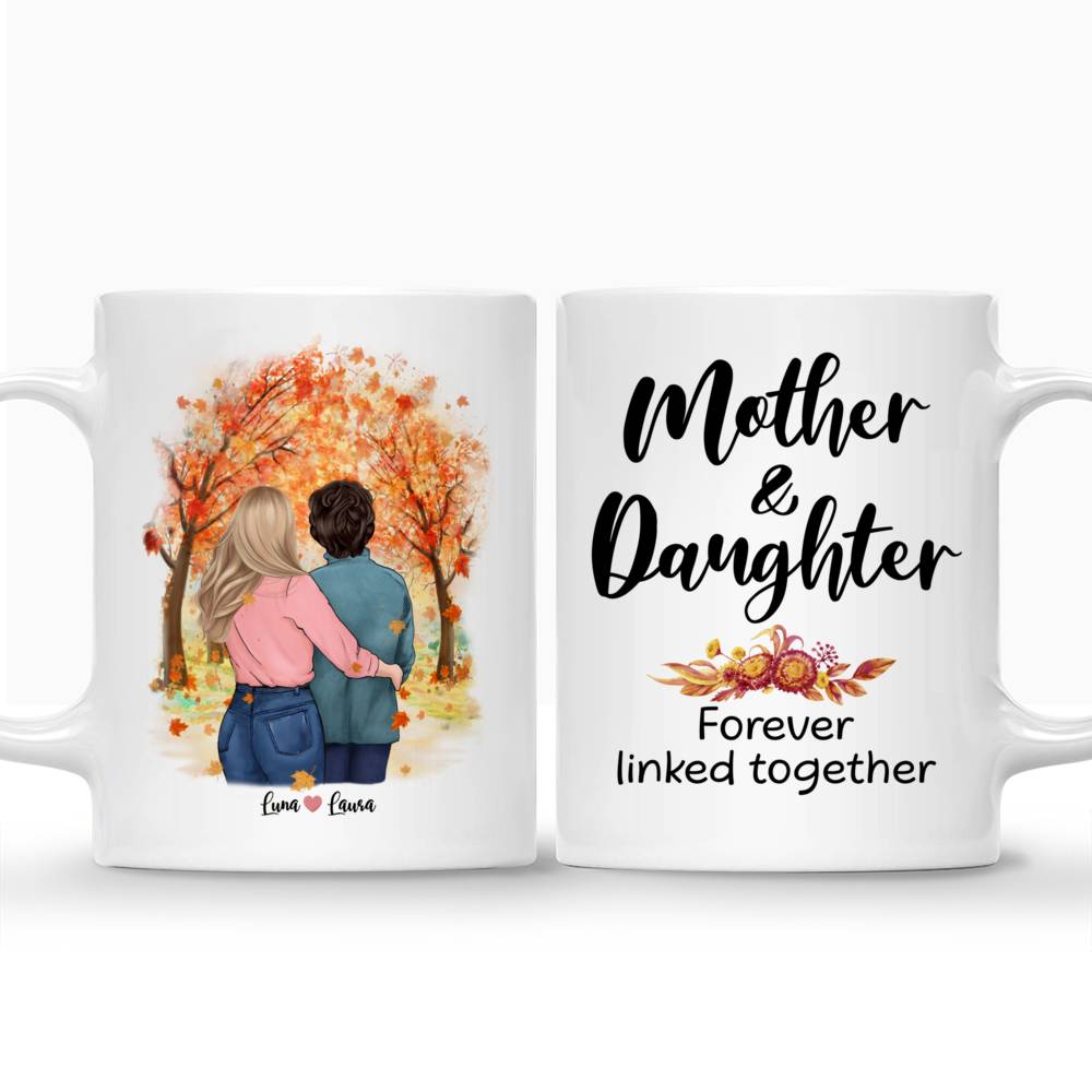 Mother and Daughter Forever Linked Together Personalized Mug_3