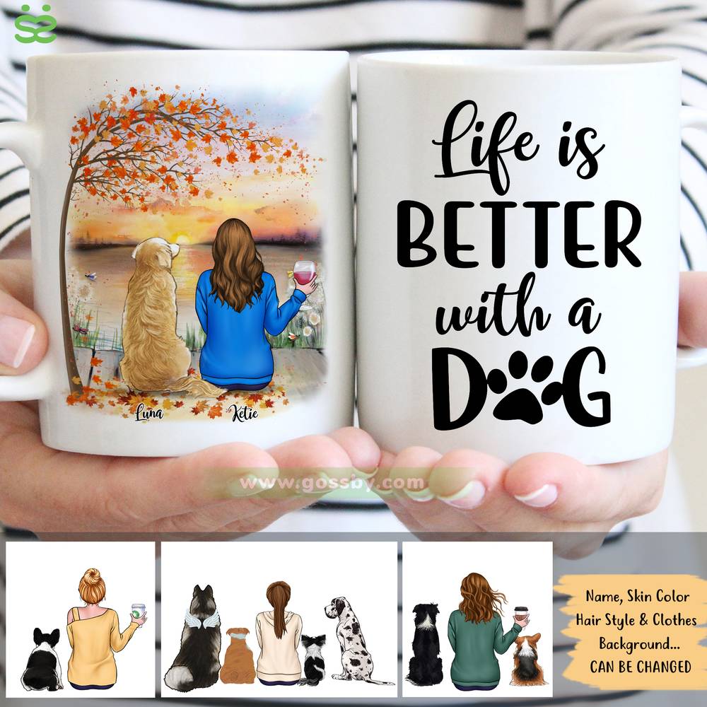 Personalized Mug - Girl and Dogs - Life Is Better With A Dog (5213)