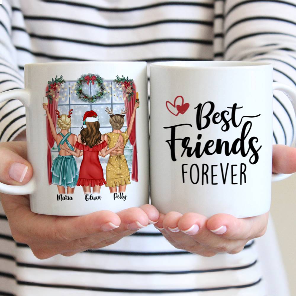 Personalized Mug - Christmas Up to 5 Girl - Best Friends Forever (8417)_4