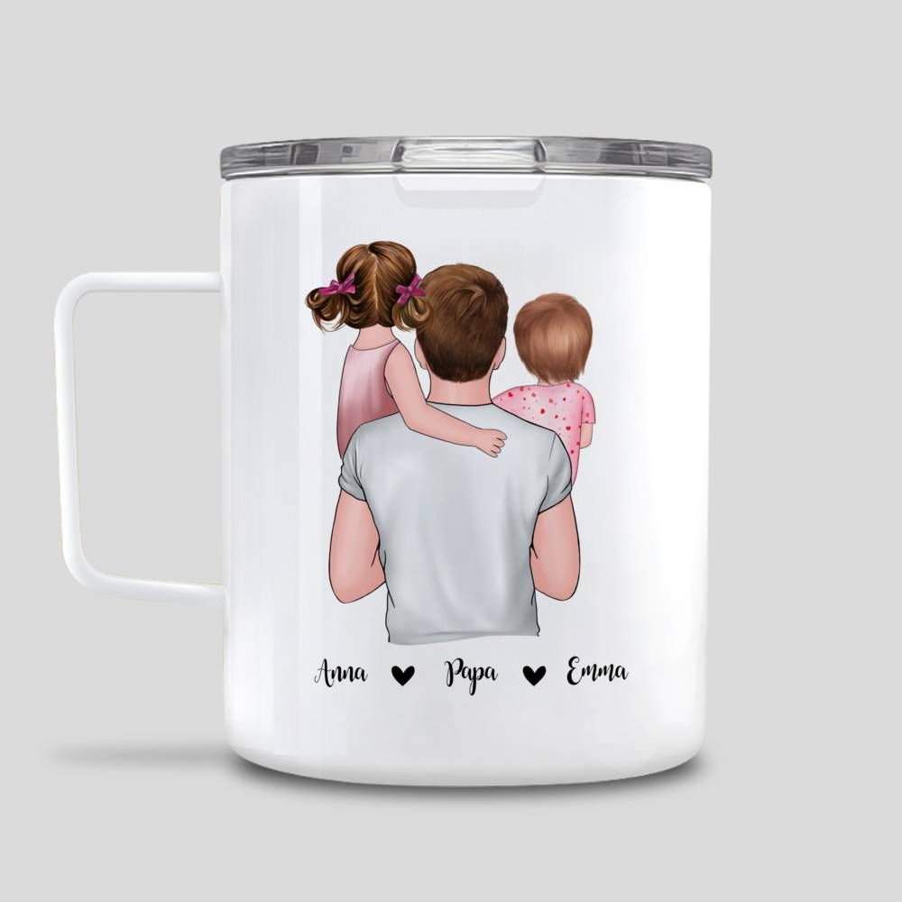 Father & 2 Daughters Customized Mug - Happiness Is Being A Dad_1