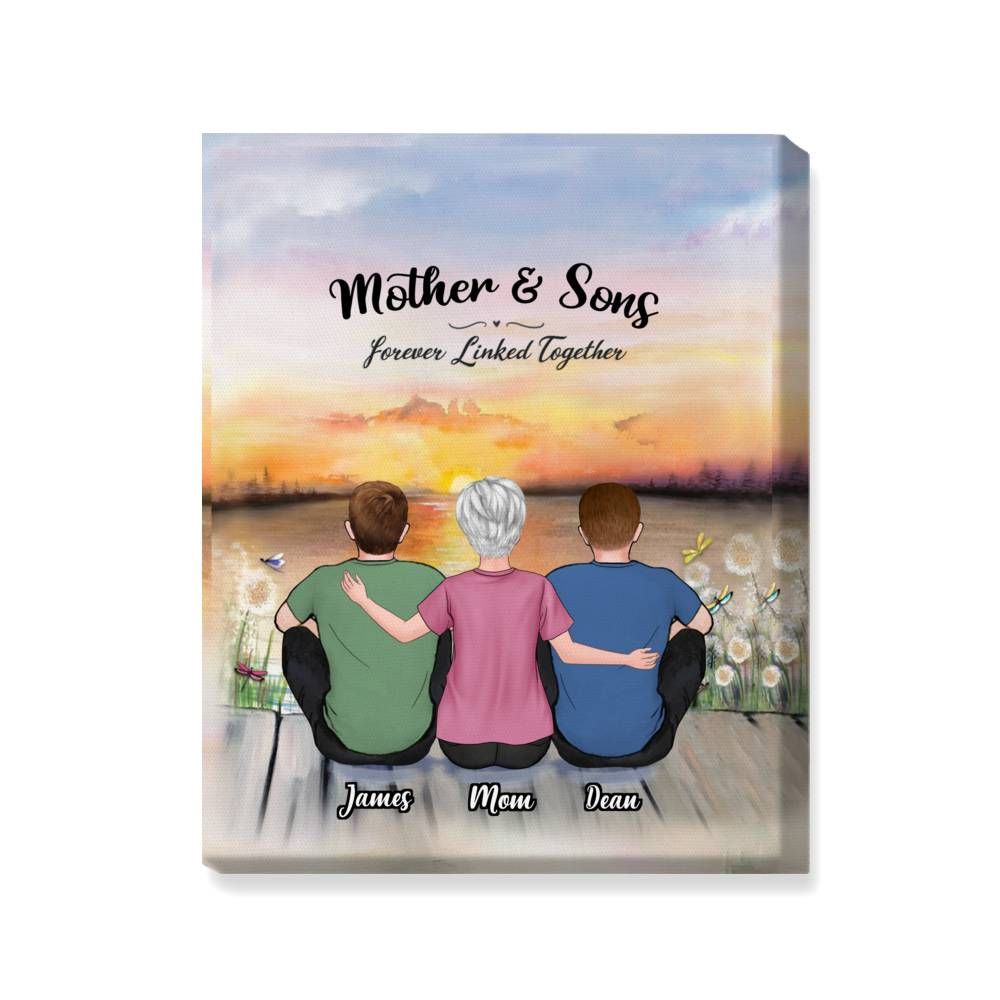 Mother's Day Canvas - Sunset - Mother And Sons Forever Linked Together