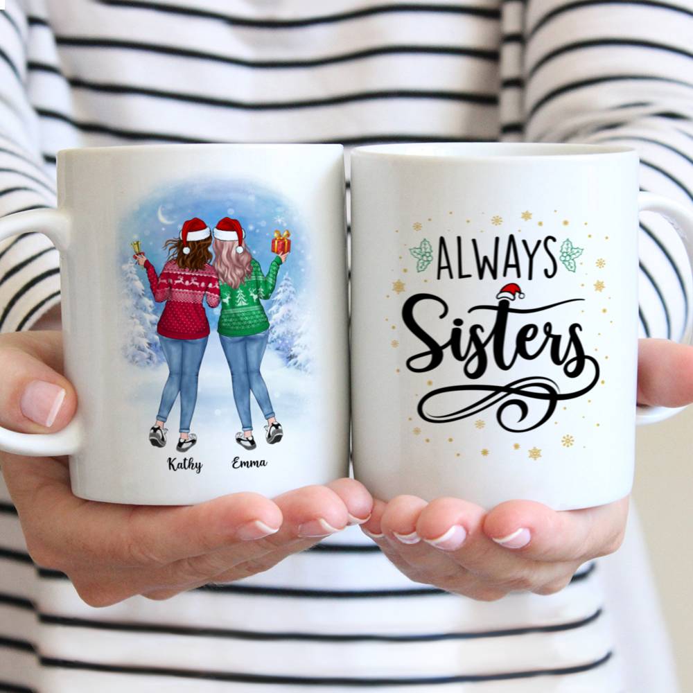 Personalized Mug - Christmas Up to 5 Girl - Always Sisters - Personalized Mug