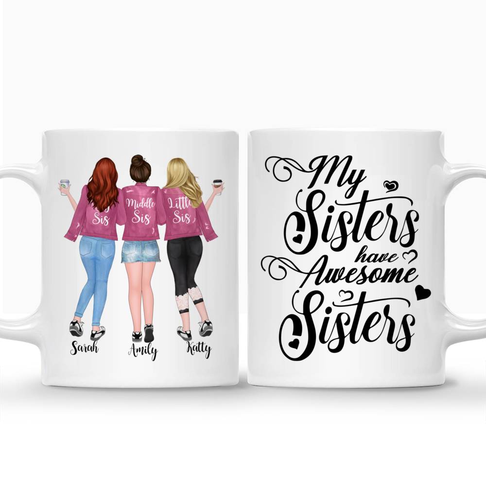 Personalized Mug - Up to 5 Sisters - My sisters have awesome sisters (Pink)_3