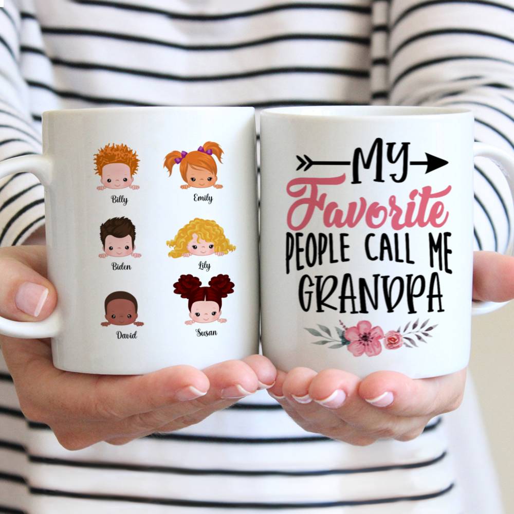Personalized Mug - Up to 9 Kids - My favorite people call me Grandpa (New)