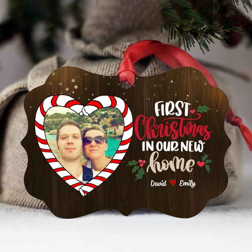 Photo Ornament - Merry Christmas - Couple - Our First Christmas Upload Photo